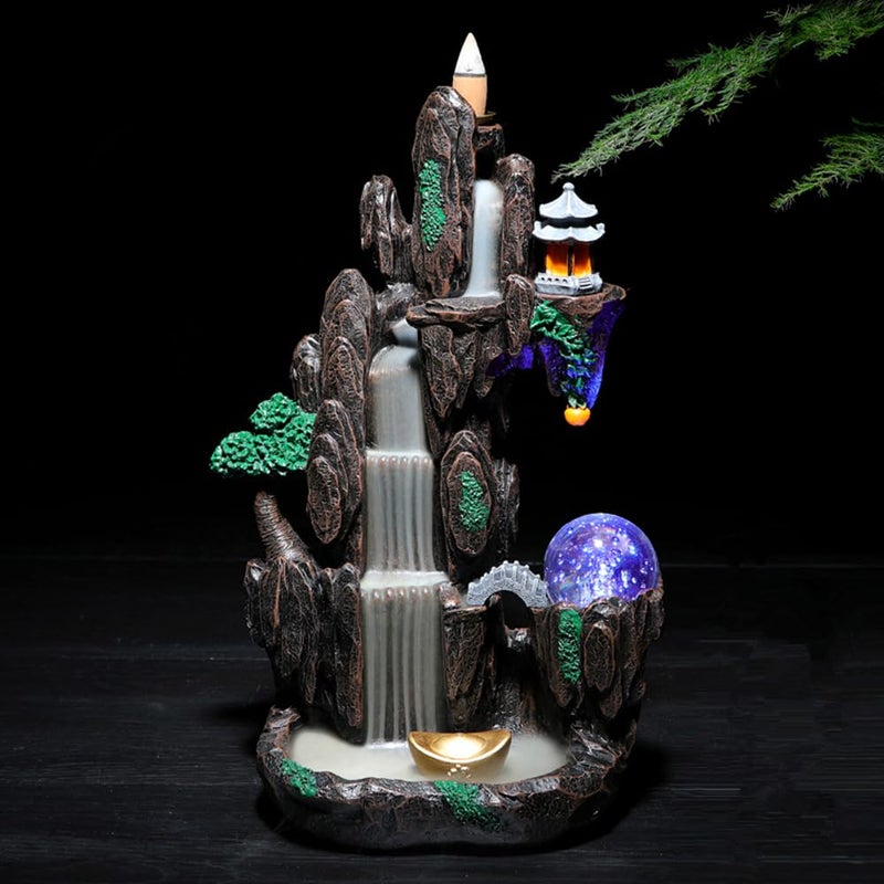 Semli Backflow Incense Holder Waterfall Incense Burner Home Decor Aromatherapy Ornament Incense Cones with Backflow Incense Cones Free (Yuanbao) - Image 5